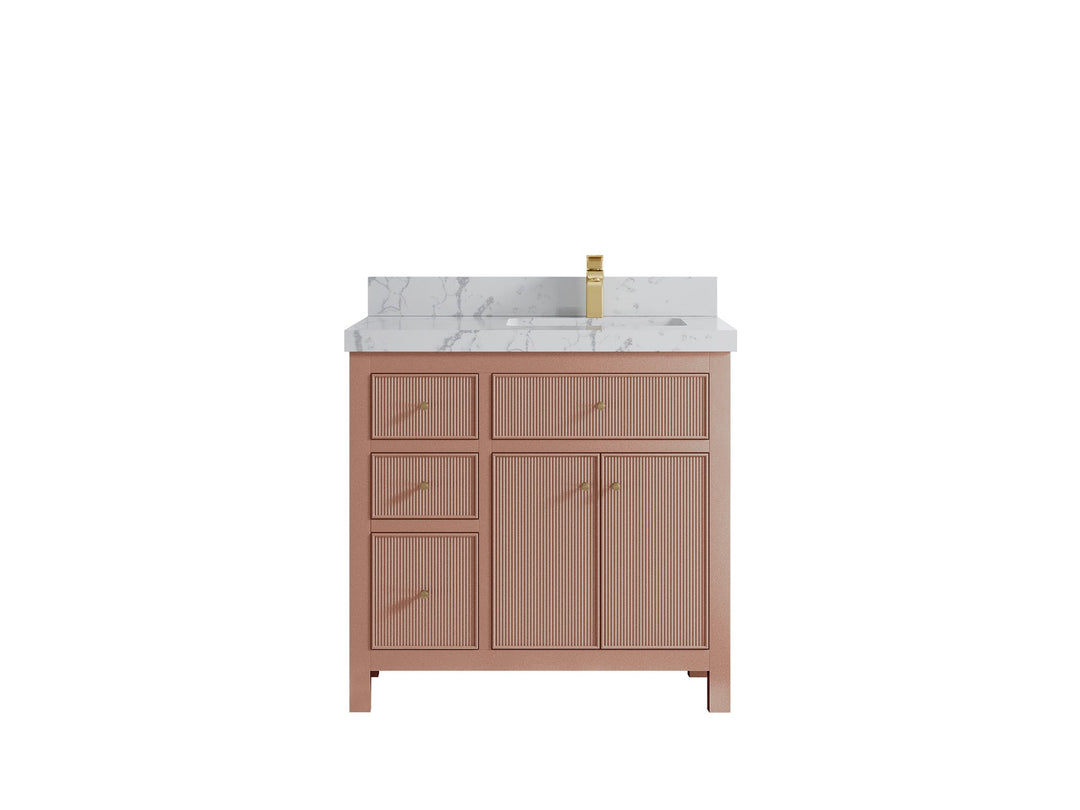 Sonoma 36 in. W x 22 in. D Right Offset Sink Bathroom Vanity in Warm Terracotta with 2 in. Venatino Quartz Countertop