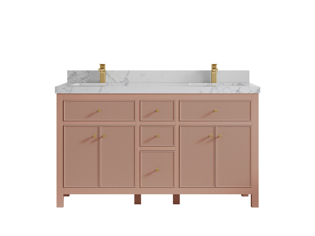 Sonoma 60 in W x 22 in D Free Standing Reeded Double Sink Bathroom Vanity