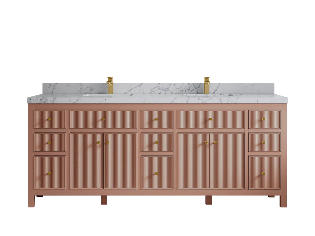 Sonoma 84 in W x 22 in D Free Standing Reeded Double Sink Bathroom Vanity
