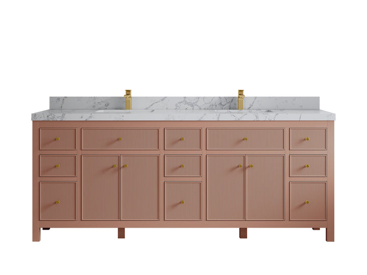 Sonoma 84 in W x 22 in D Free Standing Reeded Double Sink Bathroom Vanity - photo 41