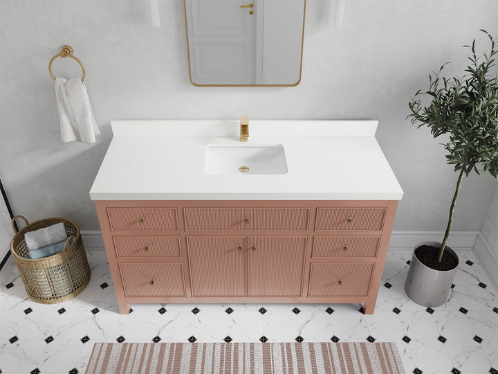 Sonoma 60 in W x 22 in D Free Standing Reeded Single Sink Bathroom Vanity - photo 58