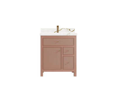 Sonoma 30 inch Warm Terracotta vanity with Berkshire Brass Quartz — front view