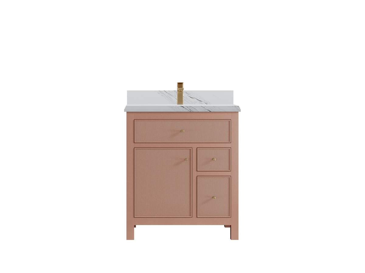 Sonoma 30 inch Warm Terracotta vanity with DC Palissandro Quartz — front view