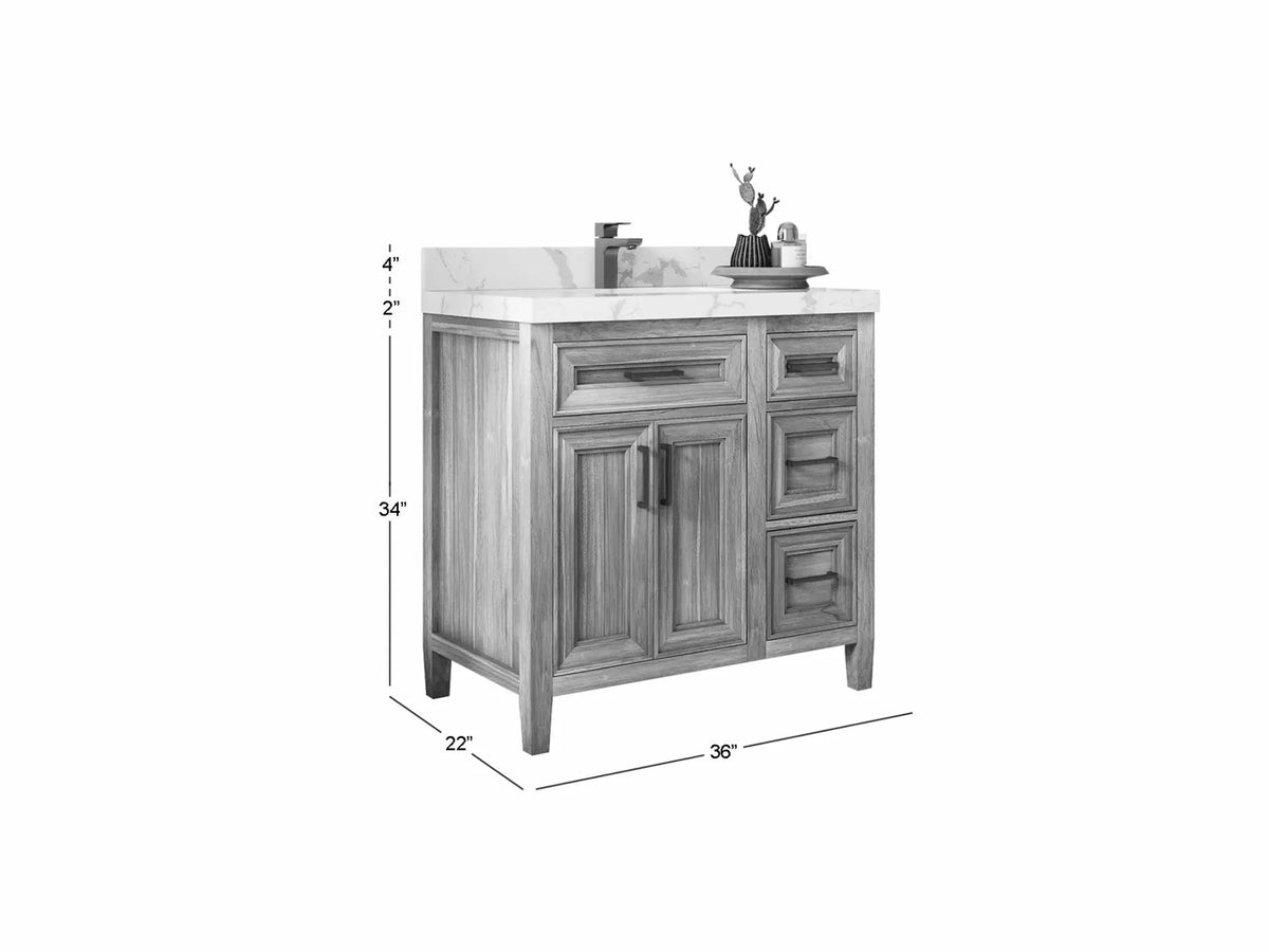 Santa Monica Teak Wood 36 in. W x 22 in. D Single Sink Bathroom Vanity