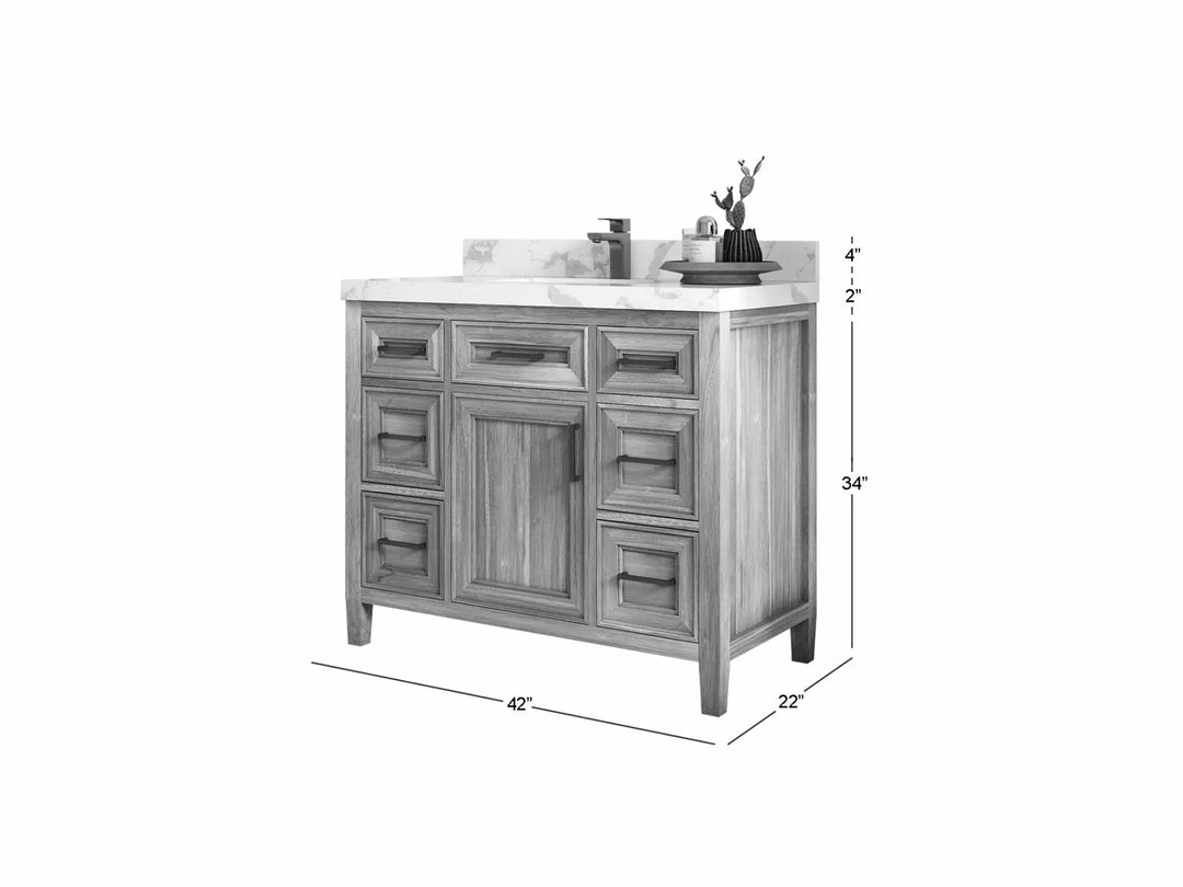 Santa Monica Teak Wood 42 in. W x 22 in. D Single Sink Bathroom Vanity