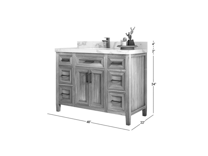 Santa Monica Teak Wood 48 in. W x 22 in. D Single Sink Bathroom Vanity - photo 5