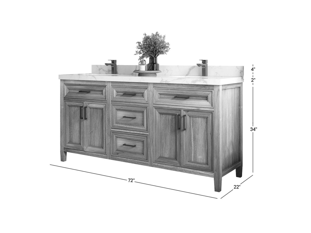 Santa Monica Teak Wood 72 in. W x 22 in. D Double Sink Bathroom Vanity