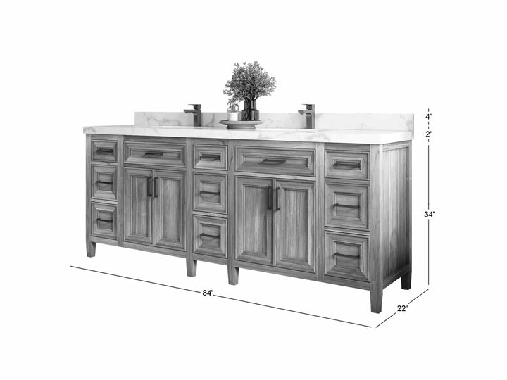 Santa Monica Teak Wood 84 in. W x 22 in. D Double Sink Bathroom Vanity - photo 5