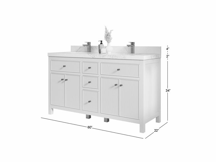 Sonoma 60 in W x 22 in D Free Standing Reeded Double Sink Bathroom Vanity - photo 6