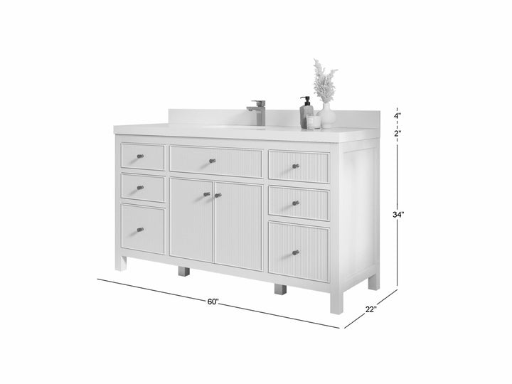 Sonoma 60 in W x 22 in D Free Standing Reeded Single Sink Bathroom Vanity - photo 6