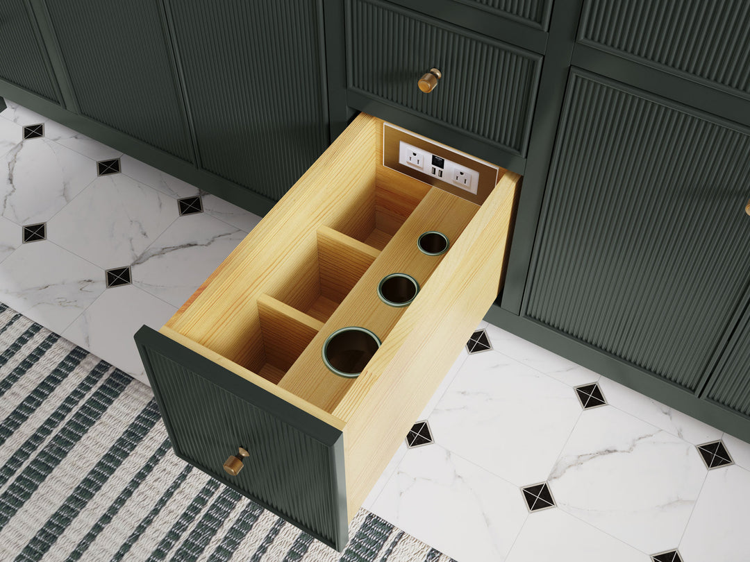Sonoma Dark Forest Green Open Drawer