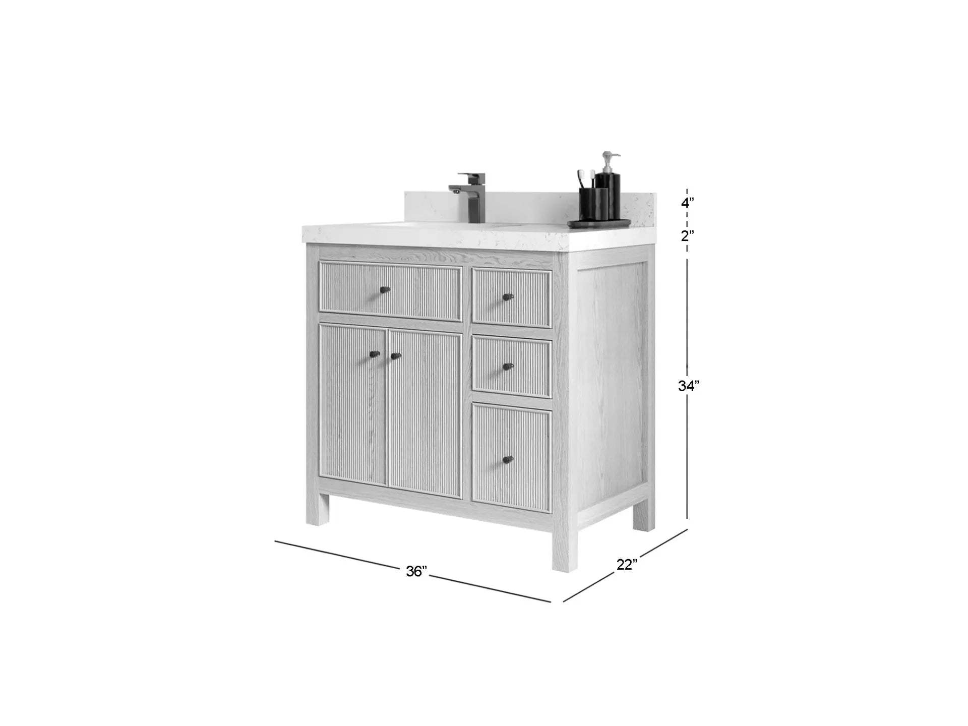 Sonoma Oak 36 in. W x 22 in. D Left Offset Sink Bathroom Vanity in Dark Natural with countertop - Dimensions