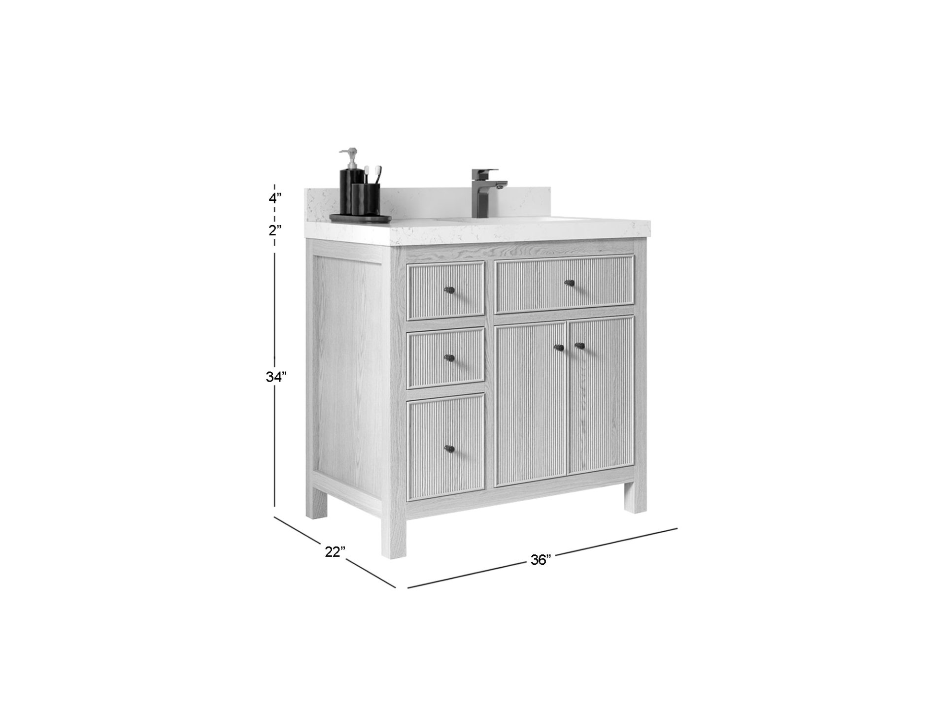 Sonoma Oak 36 in. W x 22 in. D Right Offset Sink Bathroom Vanity in Dark Natural with countertop - Dimensions