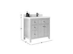 Sonoma White Oak 36 in. W x 22 in. D Right Offset Sink Reeded Bathroom Vanity - photo 5