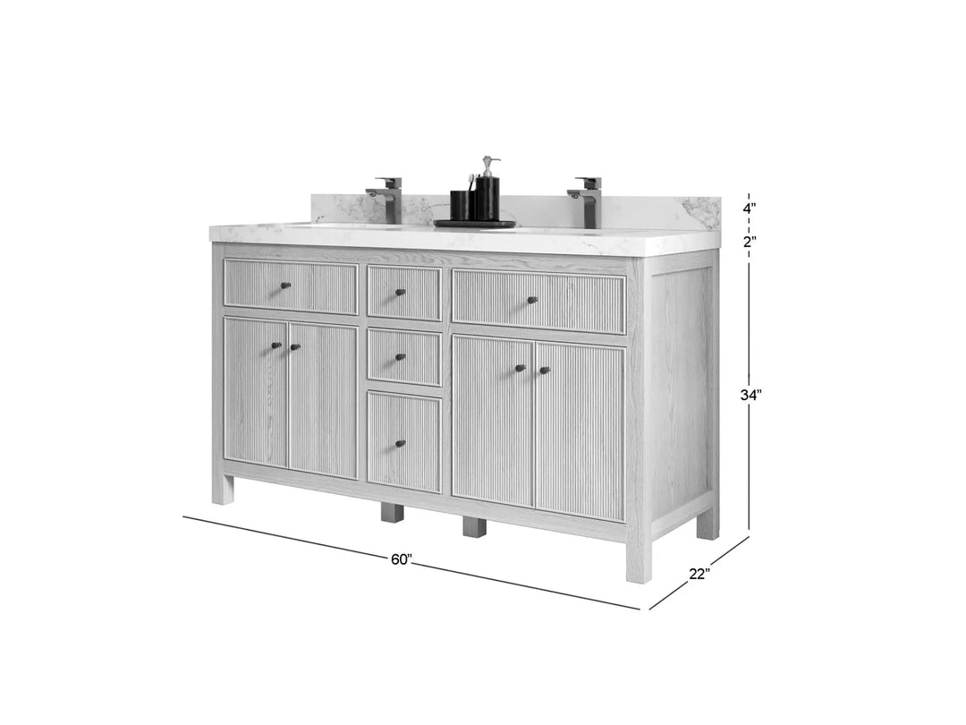 Sonoma Oak 60 in. W x 22 in. D Double Sink Bathroom Vanity in Dark Natural with countertop - Dimensions