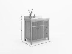 Sonoma Reeded Teak Wood 36 in. W x 22 in. D Center Sink Bathroom Vanity - photo 5