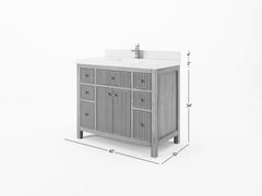 Sonoma Reeded Teak Wood 42 in. W x 22 in. D Single Sink Bathroom Vanity - photo 5