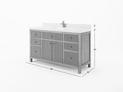 Sonoma Reeded Teak Wood 60 in. W x 22 in. D Single Sink Bathroom Vanity - photo 5