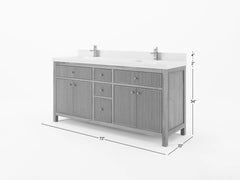 Sonoma Reeded Teak Wood 72 in. W x 22 in. D Double Sink Bathroom Vanity - photo 5