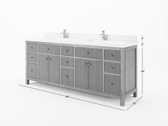 Sonoma Reeded Teak Wood 84 in. W x 22 in. D Double Sink Bathroom Vanity - photo 5