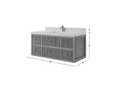 Sonoma Reeded Floating Teak 48 in. W x 22 in. D Single Sink Bathroom Vanity - photo 5