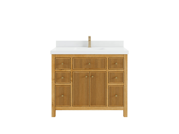 Sonoma Reeded Teak Wood 42 in. W x 22 in. D Single Sink Bathroom Vanity - photo 1