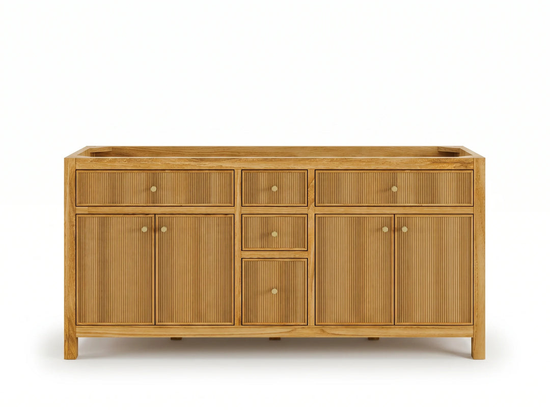Sonoma Reeded Teak Wood 72 in. W x 22 in. D Double Sink Bathroom Vanity | 
              
                Light Natural Teak
                
                  
             - SON_TK_LNT_CA_BK_72D - photo №8