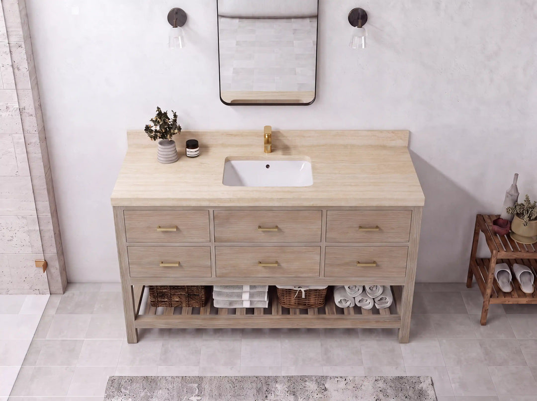 Parker Teak Wood 60 in. W x 22 in. D Single Sink Bathroom Vanity | 
              
                Light Gray Washed
                
                  
             - PRK_TK_LGW_WHQZ_60S - photo №28