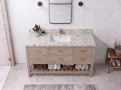 Parker Teak Wood 60 in. W x 22 in. D Single Sink Bathroom Vanity - photo 29