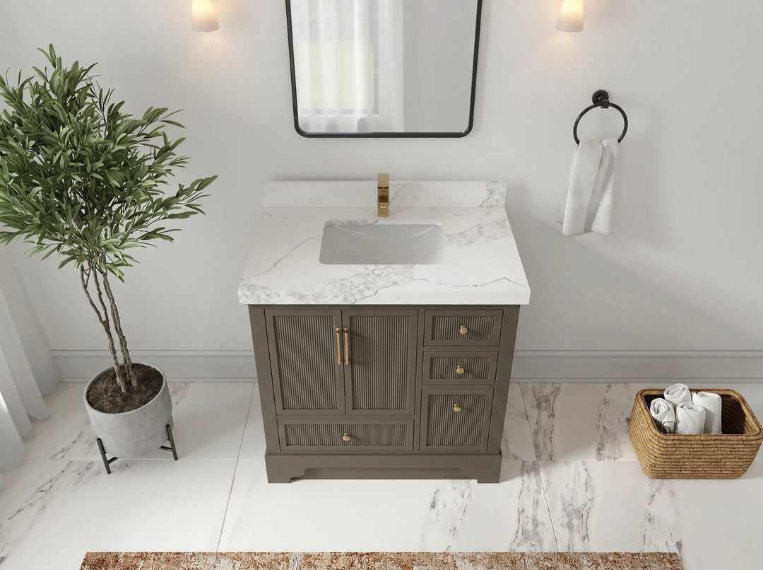 Alys 36 in. W x 22 in. D Center Sink Bathroom Vanity | 
              
                Urbane Bronze
                
                  
             - ALS_URB_WHQZ_36CL - photo №2