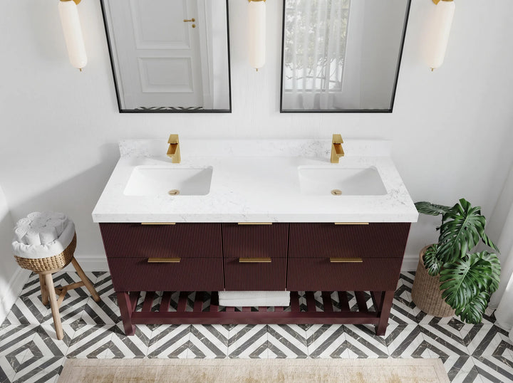 Catalina 60 in W x 22 in D Free Standing Reeded Double Sink Bathroom Vanity - photo 2