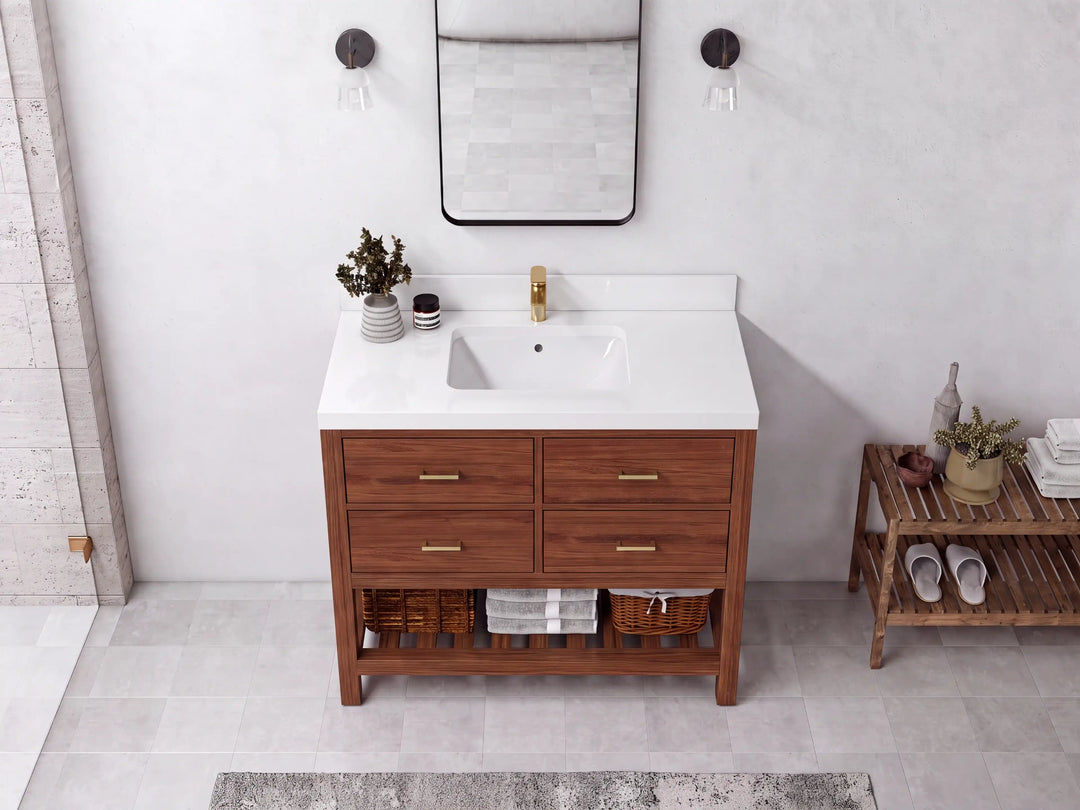 Parker Teak Wood 42 in. W x 22 in. D Single Sink Bathroom Vanity | 
              
                Dark Natural Teak
                
                  
             - PRK_TK_DNT_WHQZ_42 - photo №2