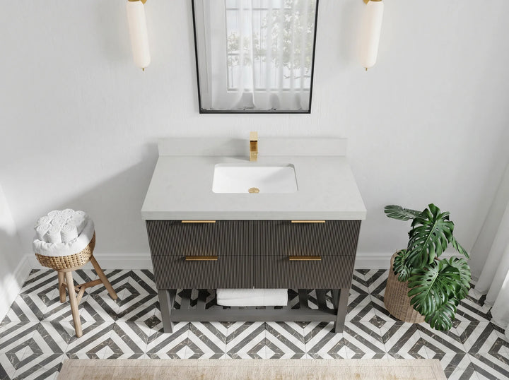 Catalina 42 in W x 22 in D Free Standing Reeded Single Sink Bathroom Vanity - photo 2