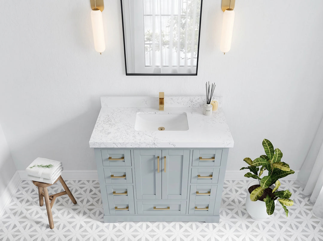 Boston 42 in. W x 22 in. D Single Sink Bathroom Vanity | 
              
                Blue Heather
                
                  
             - BST_BLU_WHQZ_42 - photo №3