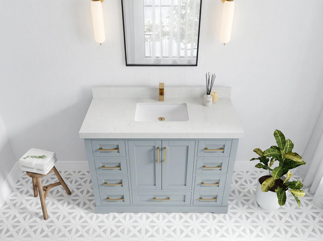 Boston 48 in. W x 22 in. D Single Sink Bathroom Vanity | 
              
                Blue Heather
                
                  
             - BST_BLU_WHQZ_48S - photo №2