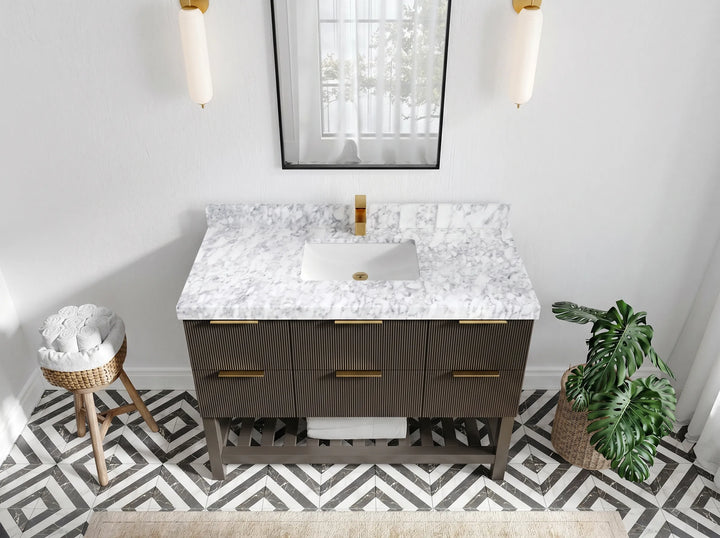 Catalina 48 in W x 22 in D Free Standing Reeded Single Sink Bathroom Vanity - photo 2
