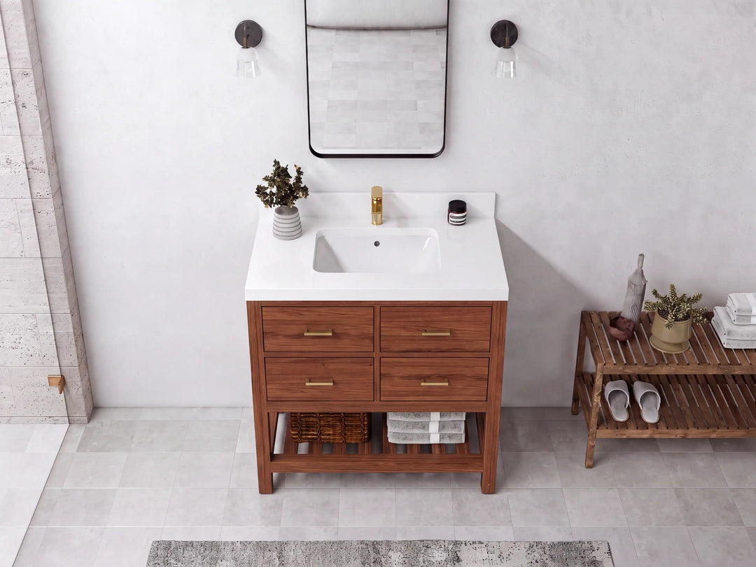 Parker Teak Wood 36 in. W x 22 in. D Center Sink Bathroom Vanity | 
              
                Dark Natural Teak
                
                  
             - PRK_TK_DNT_WHQZ_36 - photo №2