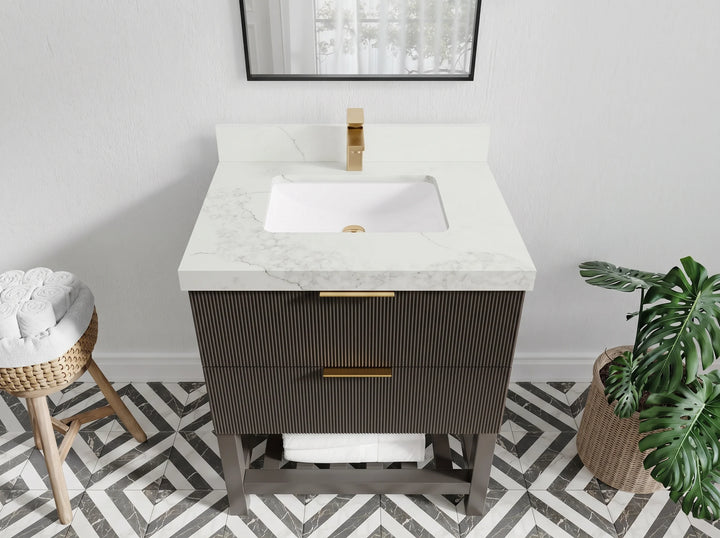 Catalina 30 in W x 22 in D Free Standing Reeded Single Sink Bathroom Vanity - photo 2