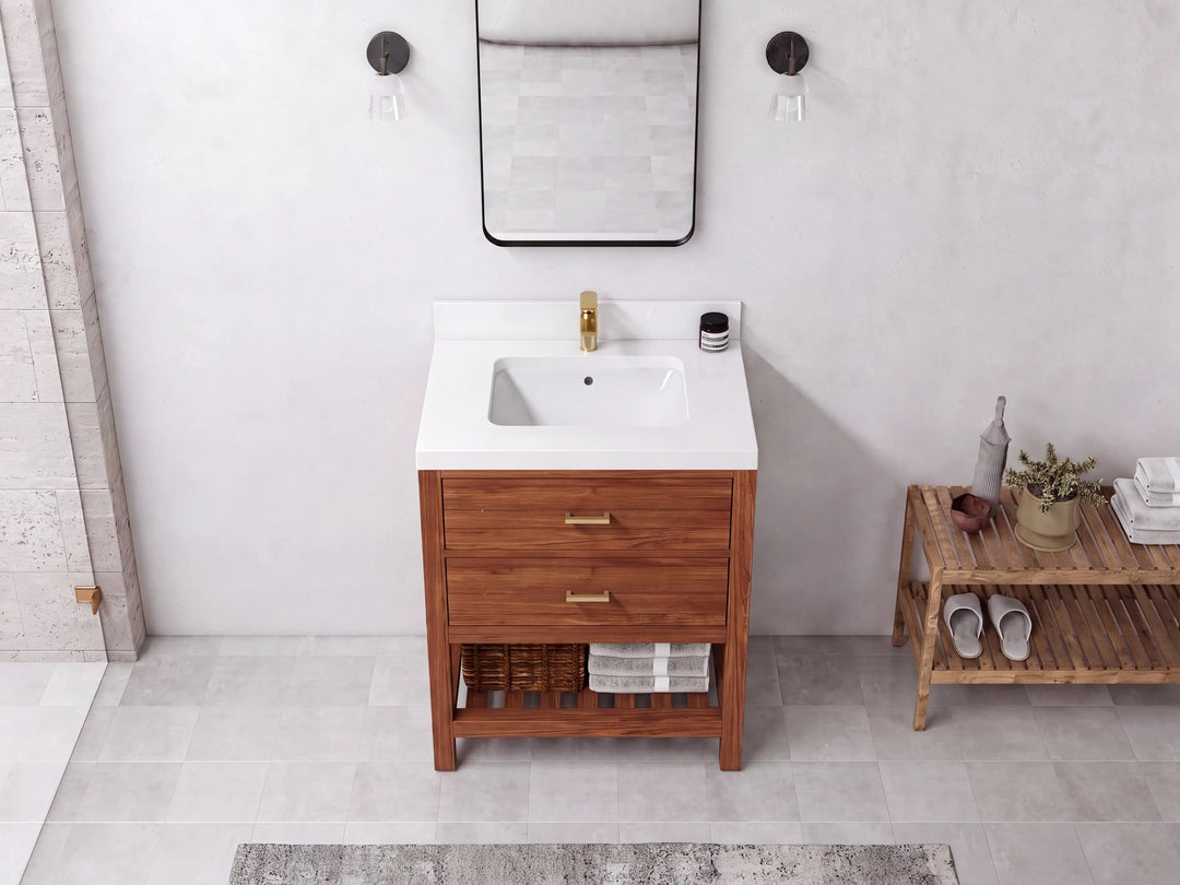 Parker Teak Wood 30 in. W x 22 in. D Single Sink Bathroom Vanity | 
              
                Dark Natural Teak
                
                  
             - PRK_TK_DNT_WHQZ_30 - photo №2