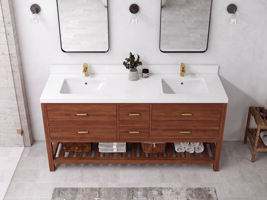 Parker Teak Wood 72 in. W x 22 in. D Double Sink Bathroom Vanity | 
              
                Dark Natural Teak
                
                  
             - PRK_TK_DNT_WHQZ_72D - photo №2