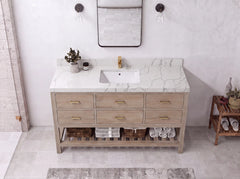 Parker Teak Wood 60 in. W x 22 in. D Single Sink Bathroom Vanity - photo 19