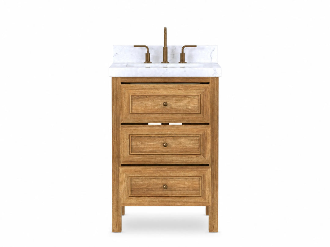 Nashville Teak Wood 24 in. W x 22 in. D Single Sink Bathroom Vanity | 
              
                Light Natural Teak
                
                  
             - NAS_TK_LNT_BRS_24 - photo №6