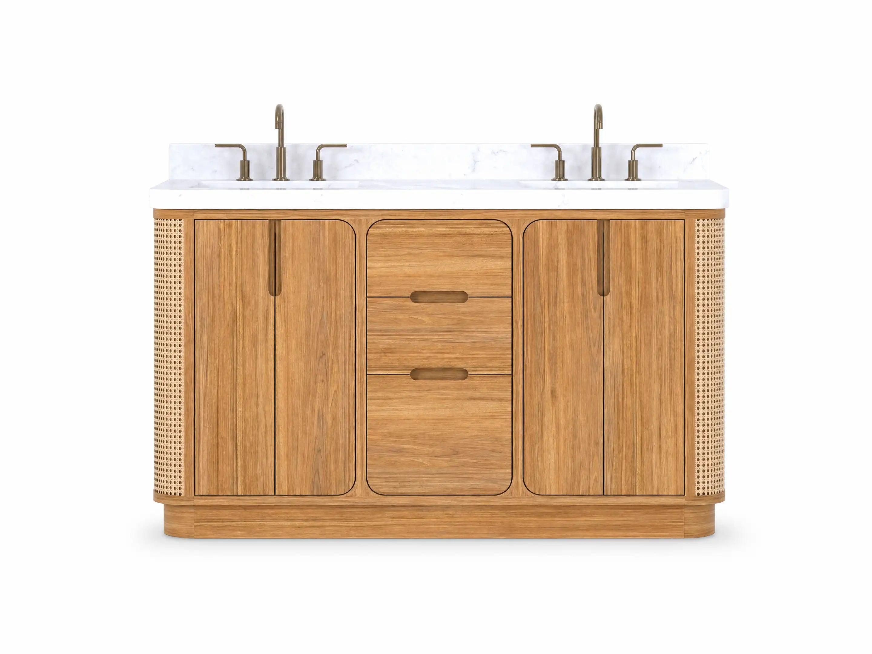 Ventura Teak Wood 60 in. W x 22 in. D Double Sink Bathroom Vanity