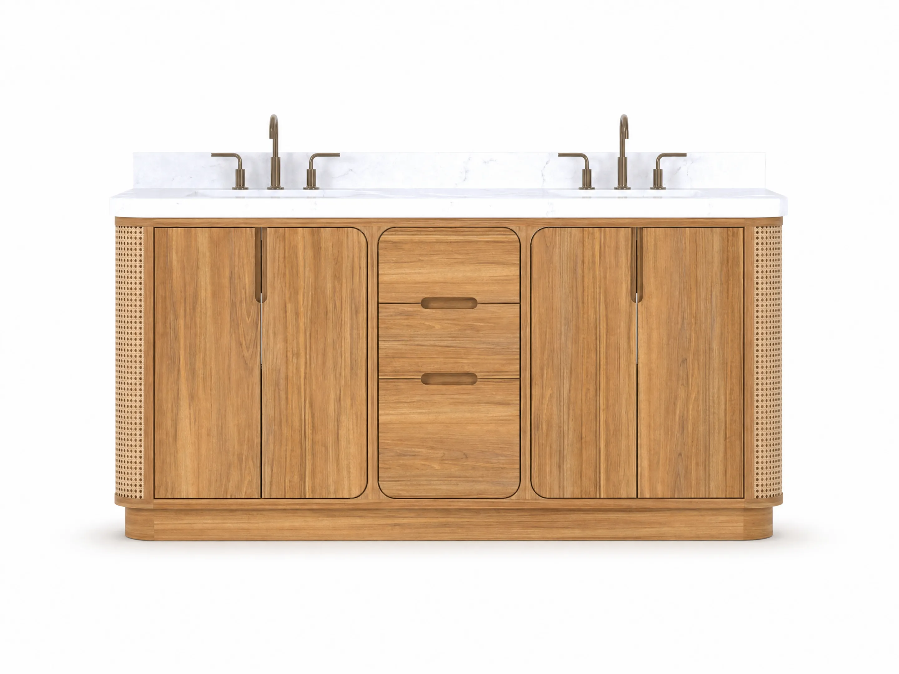 Ventura Teak Wood 72 in. W x 22 in. D Double Sink Bathroom Vanity