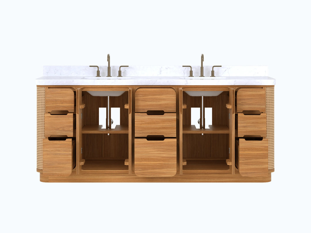 Ventura Teak 84 in. W x 22 in. D Double Sink Bathroom Vanity | 
              
                Light Natural Teak
                
                  
             - VTR_TK_LNT_CA_GL_84D - photo №6