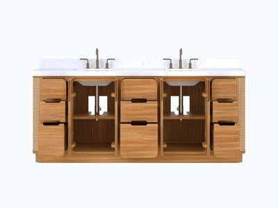 Ventura Teak Wood 84 in. W x 22 in. D Double Sink Bathroom Vanity