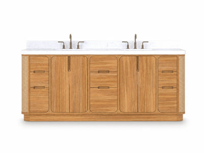 Ventura Teak Wood 84 in. W x 22 in. D Double Sink Bathroom Vanity