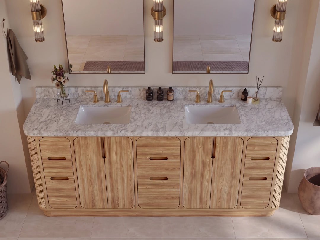 Ventura Teak 84 in. W x 22 in. D Double Sink Bathroom Vanity | 
              
                Light Natural Teak
                
                  
             - VTR_TK_LNT_CA_GL_84D - photo №6