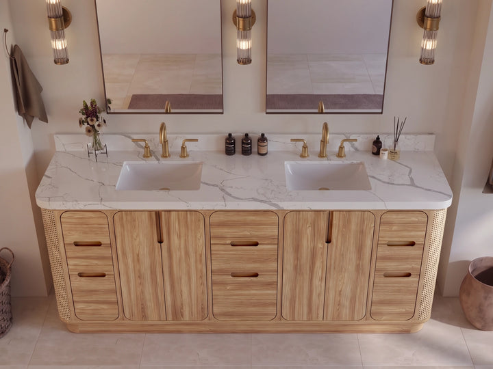 Ventura Teak 84 in. W x 22 in. D Double Sink Bathroom Vanity - photo 3