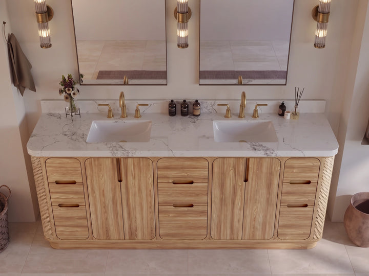 Ventura Teak 84 in. W x 22 in. D Double Sink Bathroom Vanity - photo 4